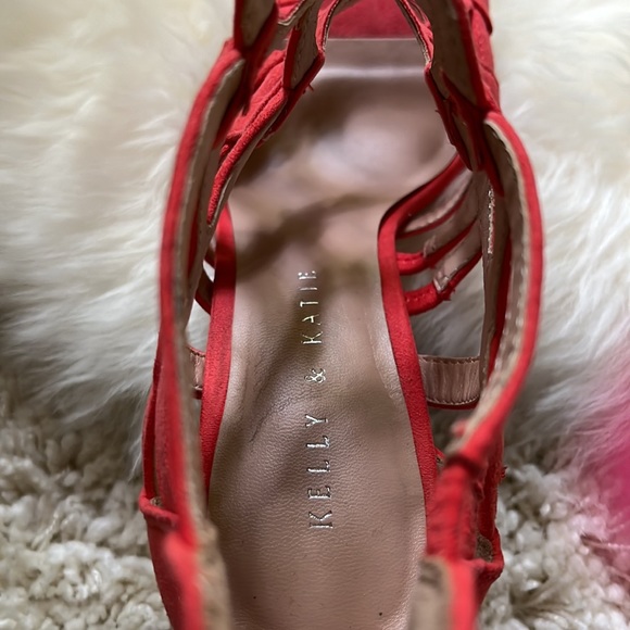 Kelly & Kate Zipper Back Red Cage Heels Sz 7.5 - Picture 7 of 16